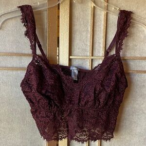 Aerie dark purple, lace bralette, medium